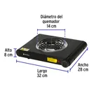 Parrilla eléctrica 1 quemador espiral, negra, VOLTECK 3