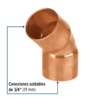 Codo 45° de cobre 3/4', FOSET BASIC 2