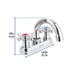 Mezcladora 4' para lavabo, cuello curvo, manerales cruceta 3