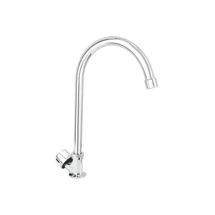 Llave individual fregadero, cuello curvo, hexagonal, BASIC