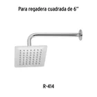 Regadera cuadrada 6', acero inox, sin brazo, cromo, TÚBIG 5
