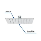 Regadera cuadrada 8', acero inox, sin brazo, cromo, TÚBIG 2