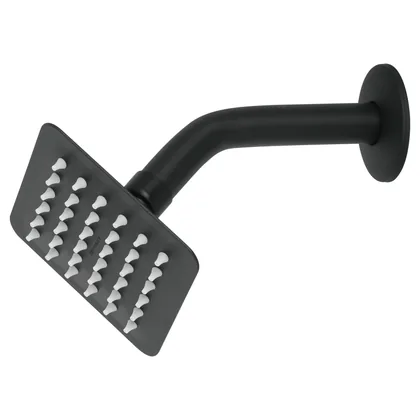 Regadera cuadrada 4', acero inox, con brazo, negro, TÚBIG