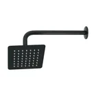 Regadera cuadrada 6', acero inox, con brazo, negro, TÚBIG 1