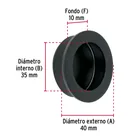 Jaladera de embutir circular No. 3, negro mate, HERMEX 3