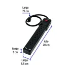 Multicontacto 14 AWG 6 ent., sup. de picos 450 joules, negro 3