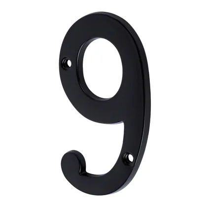 Número 9 de latón sólido 4', negro, HERMEX