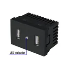 Toma con 2 puertos USB negro de 1.5 módulos, línea Lisboa 2
