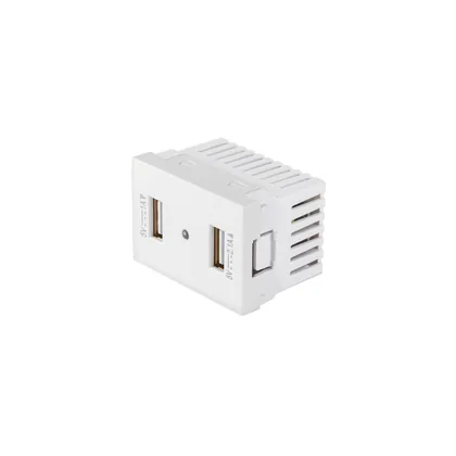 Toma con 2 puertos USB blanco de 1.5 módulos, línea Lisboa