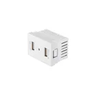 Toma con 2 puertos USB blanco de 1.5 módulos, línea Lisboa 1