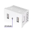 Toma con 2 puertos USB blanco de 1.5 módulos, línea Lisboa 2