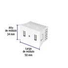 Toma con 2 puertos USB blanco de 1.5 módulos, línea Lisboa 3