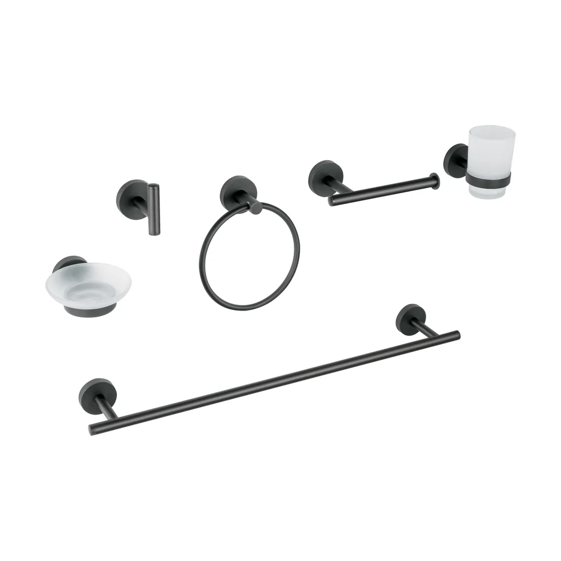 Juego de 6 accesorios para baño acabado negro, FOSET TÚBIG