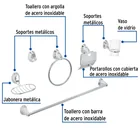 Juego de 6 accesorios para baño, cromo, FOSET AQUA 2