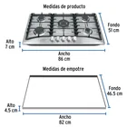 Parrilla gas empotrable 90cm, 5 quem, acero inox, RIVIERA 3
