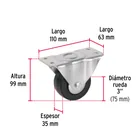 Rodaja hule 3', placa fija con balero, carga 60 kg, FIERO 3