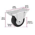 Rodaja hule 4', placa fija con balero, carga 100 kg, FIERO 3