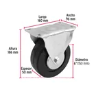 Rodaja hule 6', placa fija con balero, carga 150 kg, FIERO 3