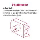 Cerradura sobreponer 2 barras instala-fácil, llave puntos 4