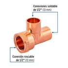 Tee de cobre rosca interior lateral 1/2', FOSET 2