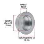Jaladera de embutir circular No. 3, cromo mate, HERMEX 3