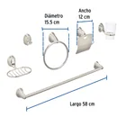 Juego de 6 accesorios para baño, níquel satín, FOSET AQUA 3