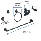 Juego de 6 accesorios para baño, negro, FOSET AQUA 3