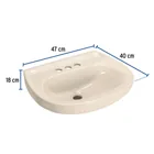 Lavabo de porcelana con rebosadero, marfil, FOSET 2